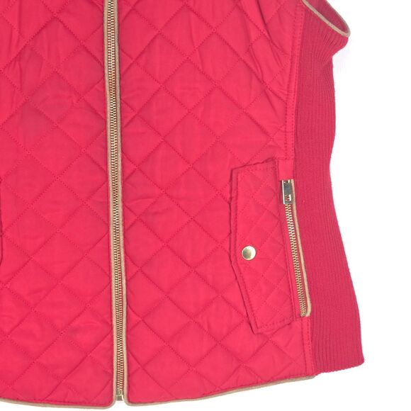 C’ESTTOI Quilted Puffer Vest Women's Medium Red Diamond Stitch Zip Riding Style - Picture 5 of 16